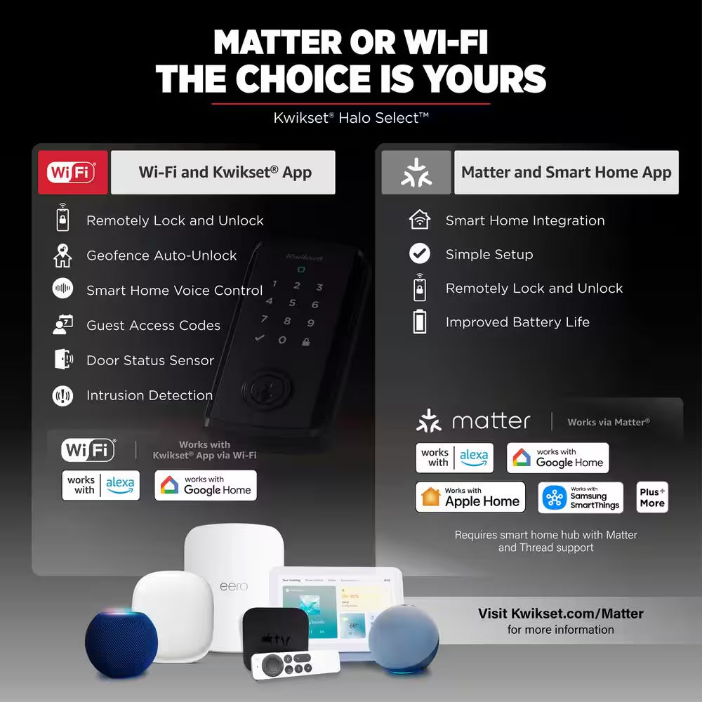 HALO Select Matte Black Wi-Fi Electronic Smart Lock Deadbolt with Halifax Passage Lever Combo Pack
