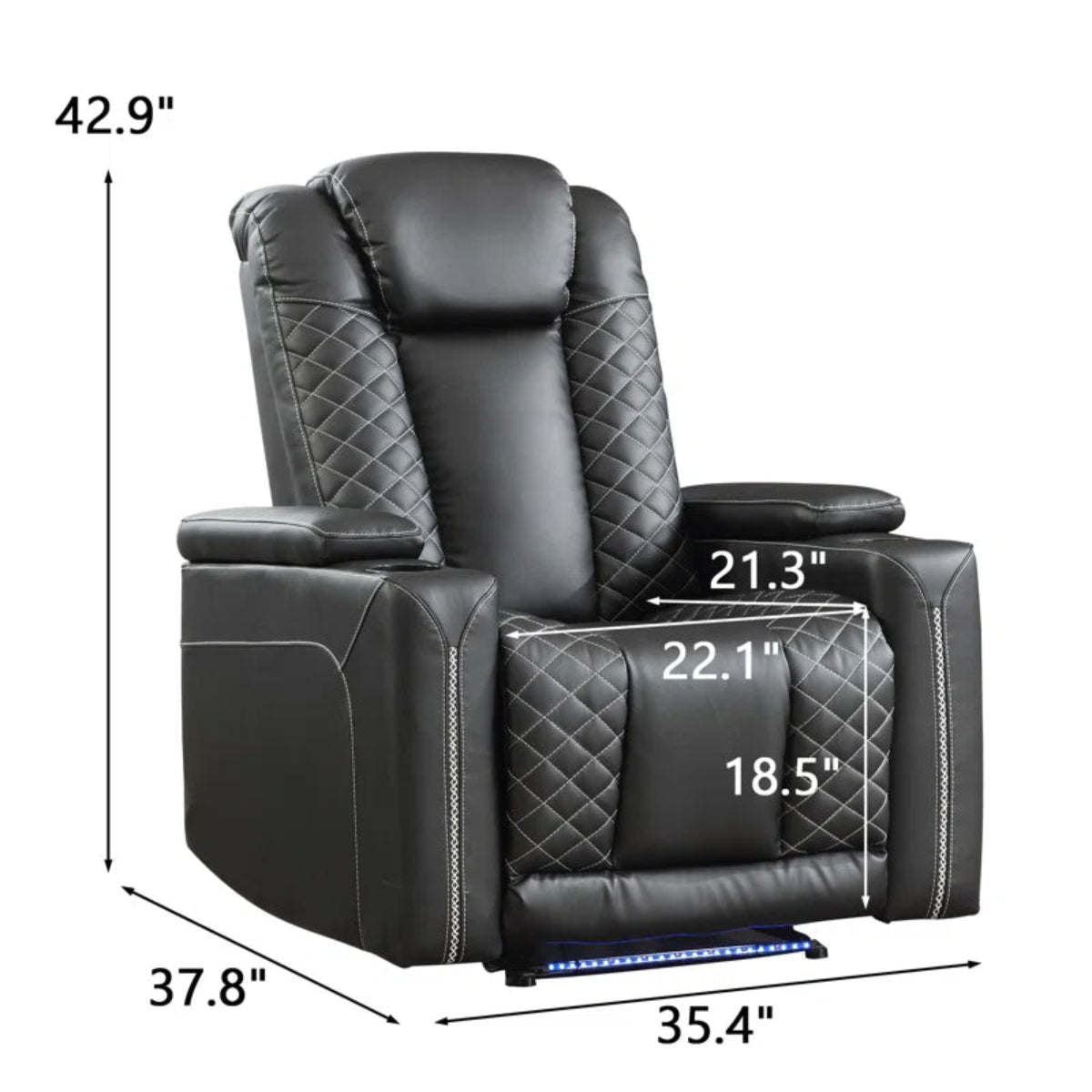35.4'' Wide Modern Faux Leather Power Recliner Home Theater Individual Seat with Cup Holders