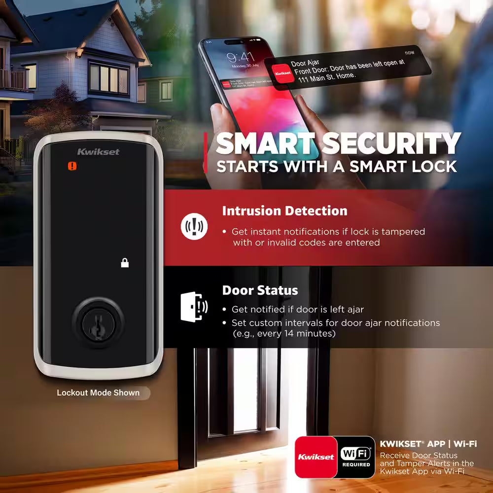 HALO Select Satin Nickel Wi-Fi Electronic Smart Lock Deadbolt with San Clemente Handleset Halifax Handle Combo Pack
