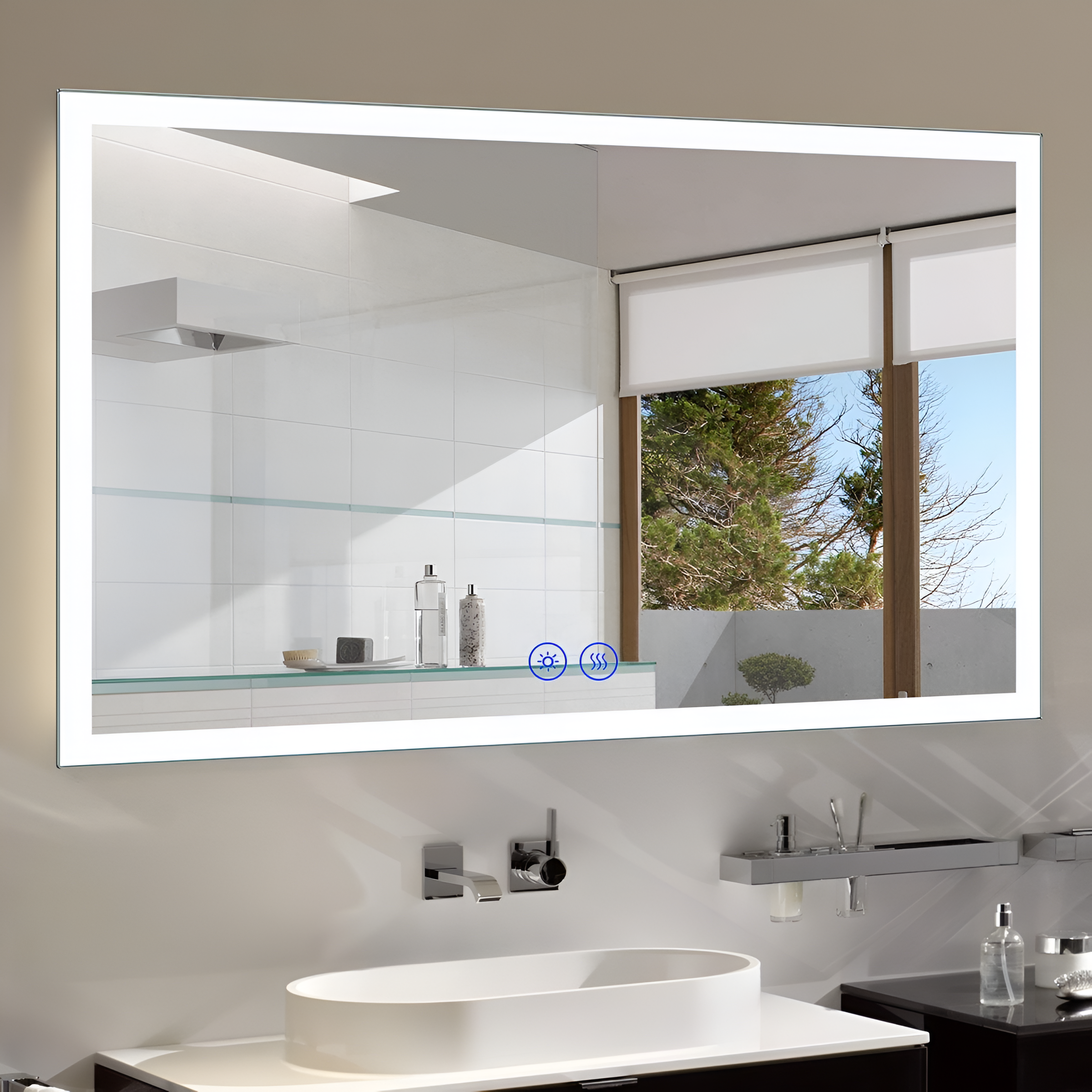 LED Bathroom Mirror with Lights, LED Lighted Bathroom Vanity Mirror, Led Mirror for Bathroom, Bluetooth Smart Miror, 55 X 36 Inch, Anti-Fog & Dimming, Wall Mounted Vanity Mirror with Lights