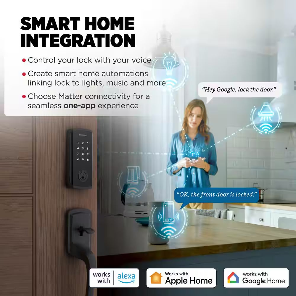 HALO Select Matte Black Wi-Fi Electronic Smart Lock Deadbolt with Halifax Passage Lever Combo Pack