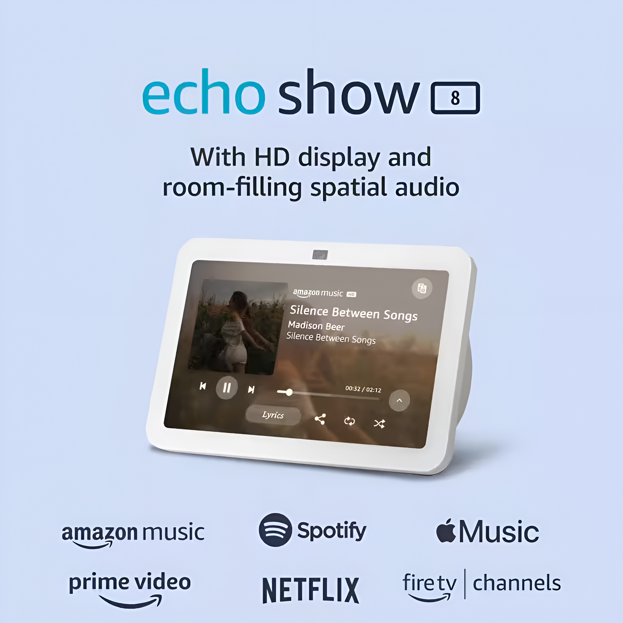 Echo Show 8 (3Rd Gen) 8 In. HD Smart Display with Spatial Audio, Smart Home Hub, and Alexa (Glacier White)