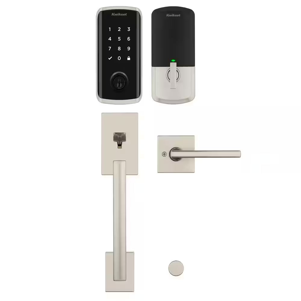 HALO Select Satin Nickel Wi-Fi Electronic Smart Lock Deadbolt with San Clemente Handleset Halifax Handle Combo Pack