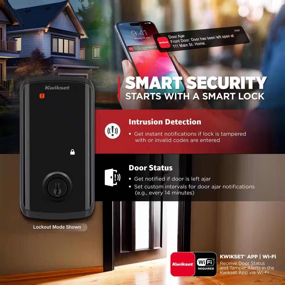 HALO Select Matte Black Wi-Fi Electronic Smart Lock Deadbolt with Halifax Passage Lever Combo Pack