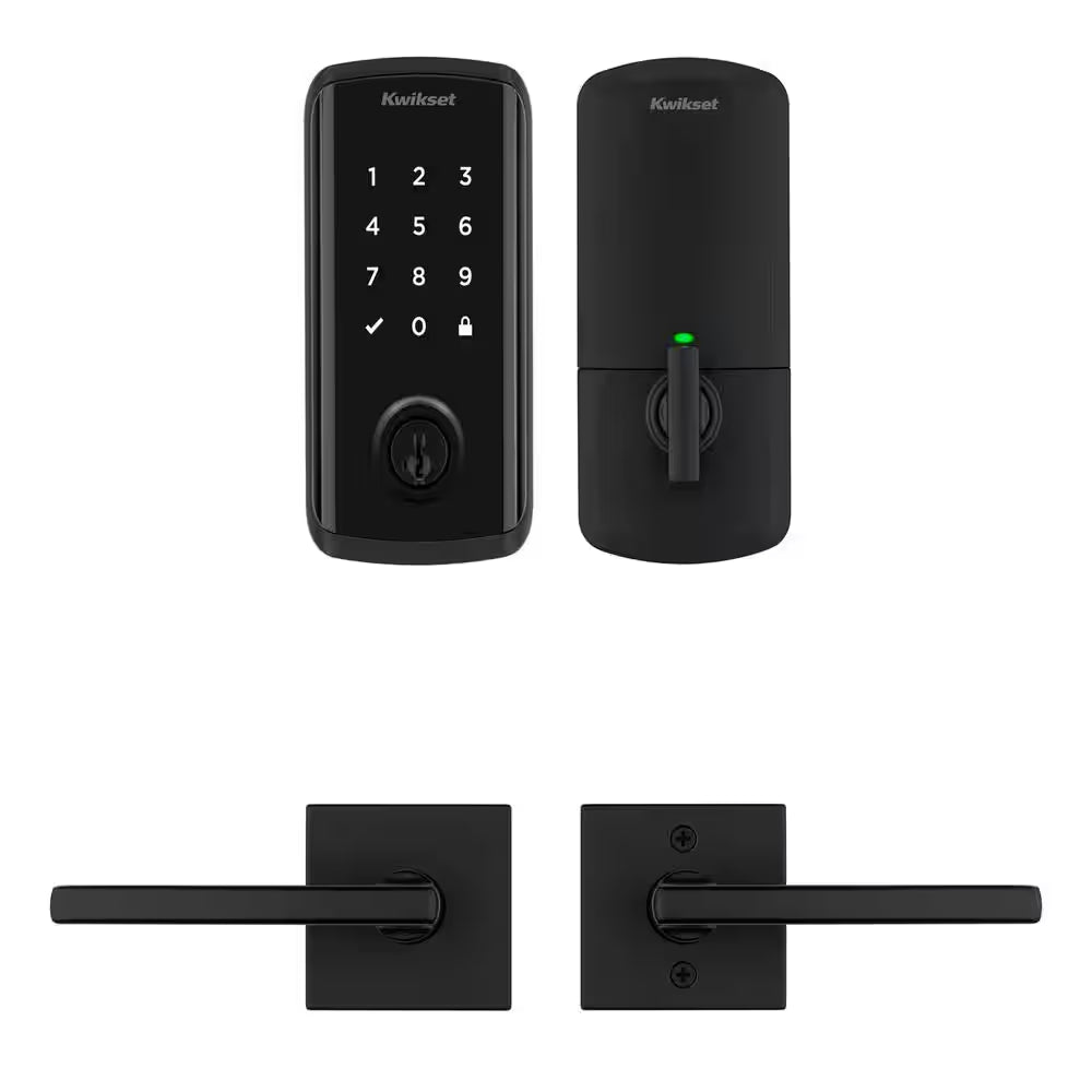 HALO Select Matte Black Wi-Fi Electronic Smart Lock Deadbolt with Halifax Passage Lever Combo Pack