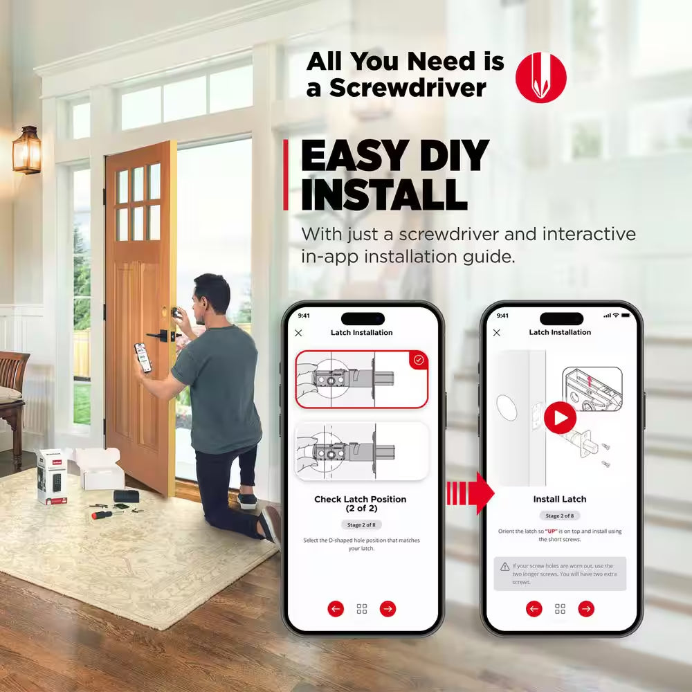 HALO Select Satin Nickel Wi-Fi Electronic Smart Lock Deadbolt with San Clemente Handleset Halifax Handle Combo Pack
