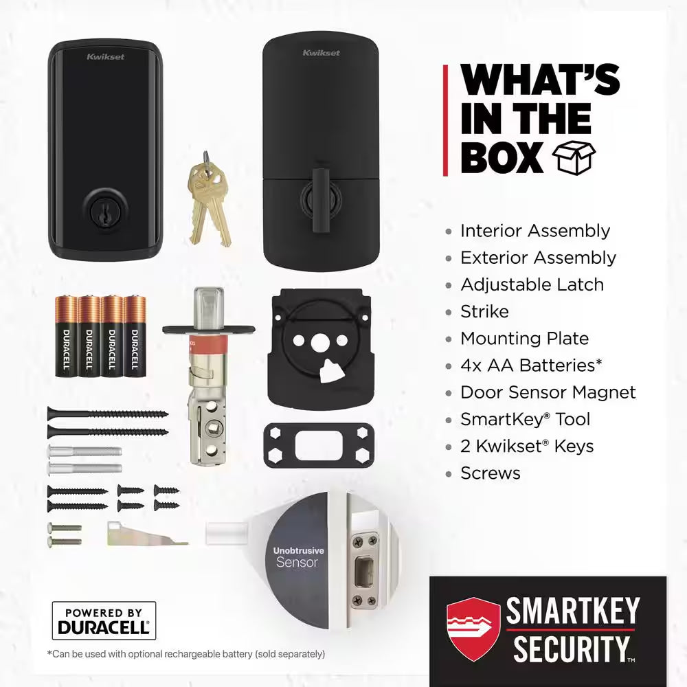 HALO Select Matte Black Wi-Fi Electronic Smart Lock Deadbolt with Halifax Passage Lever Combo Pack